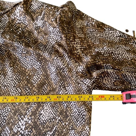 Nicola Vintage Brown Tan Long Sleeve Blouse with NeckTie Women's Size 16 - Picture 8 of 9